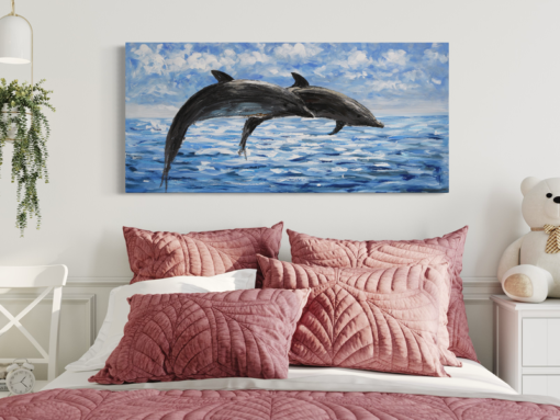 maalaus delfiineillä