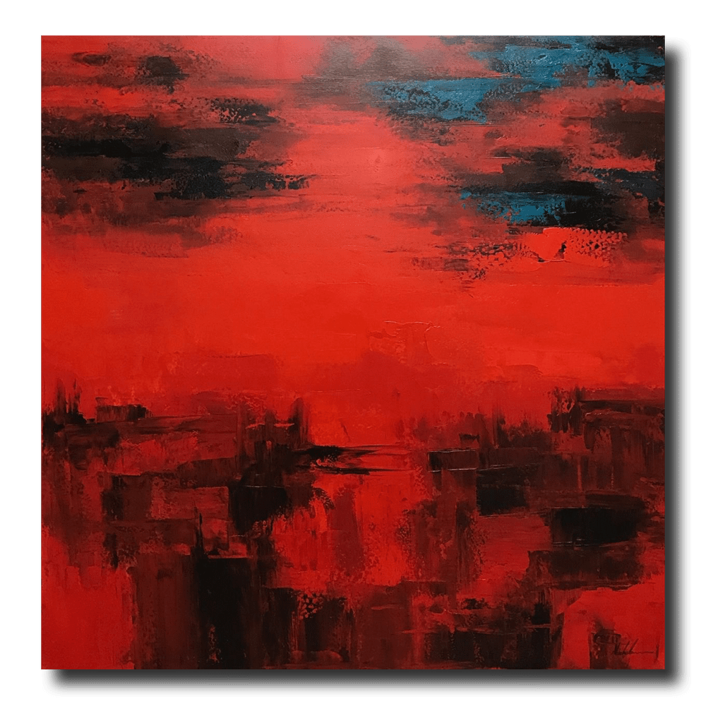 Abstrakti maalaus punaisella