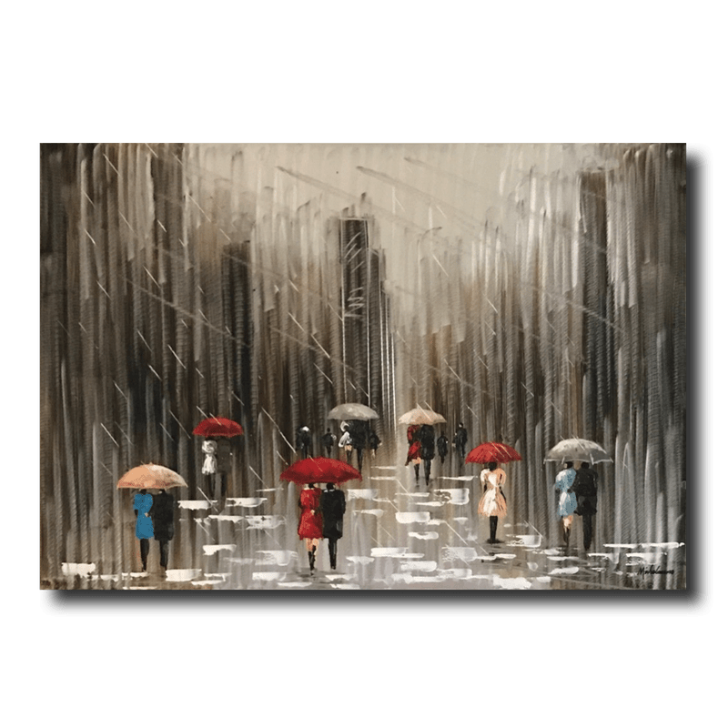 maalaus sateenvarjoilla
