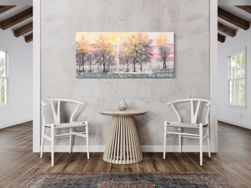 A painting with trees