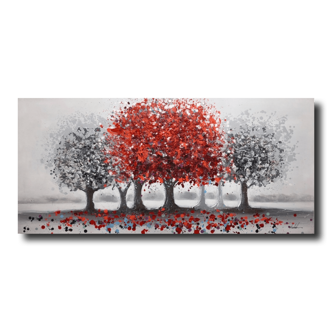 Maalaus punaisella puulla