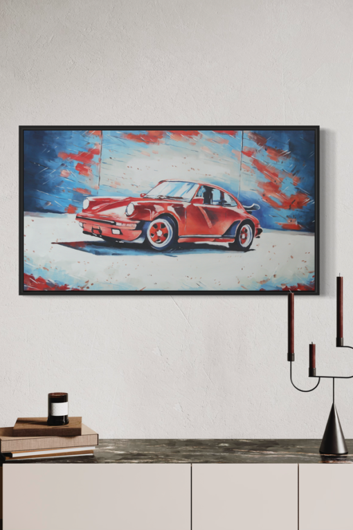 Maalaus, joka on inspiroitunut Porschen klassisesta autosta 911.