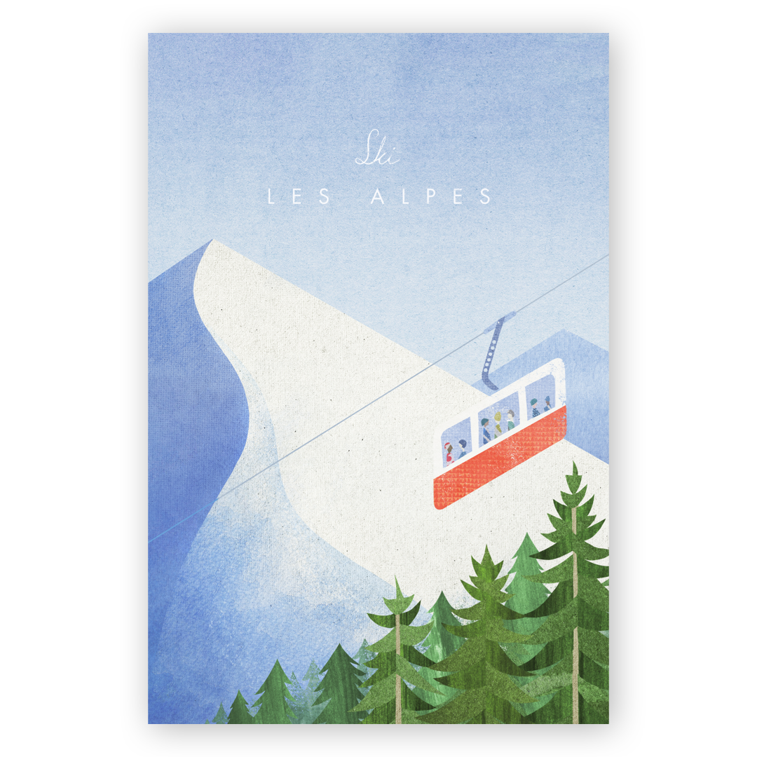 A poster with ski les alpes